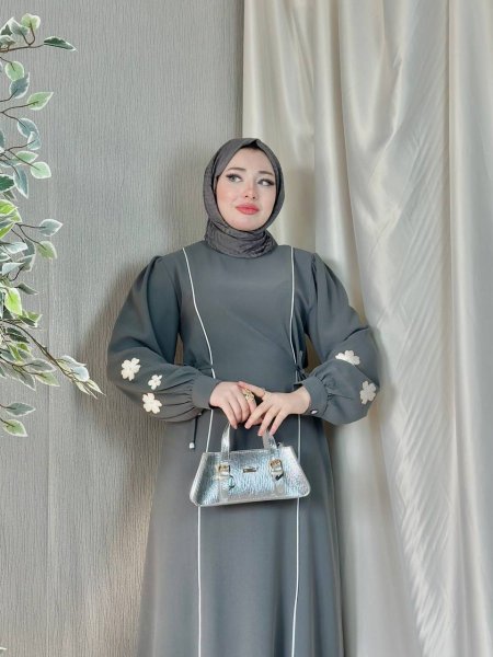 فستان زم خصر ورد