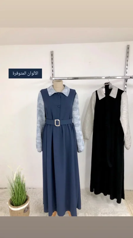 فستان اكمام فضي