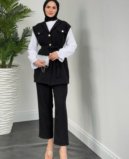 طقم قميص  ابيض وجولي