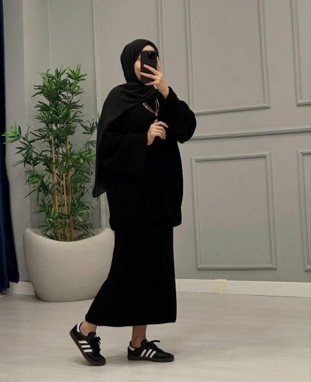 طقم تنورة صوف