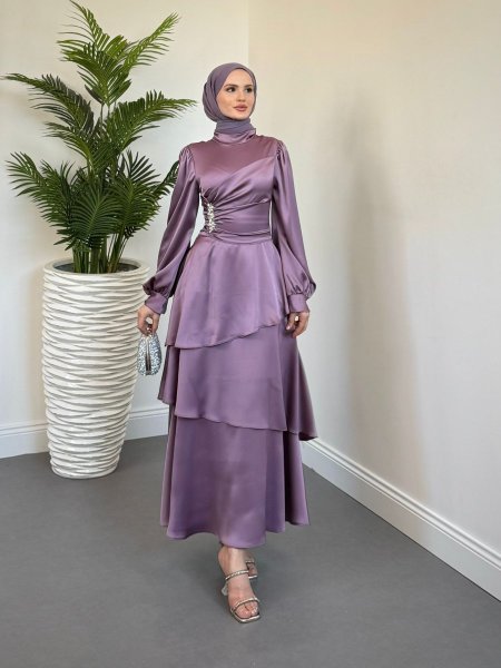 فستان ستان رفرف