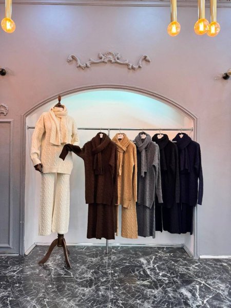 طقم تريكو صوف 3 قطع لفحه