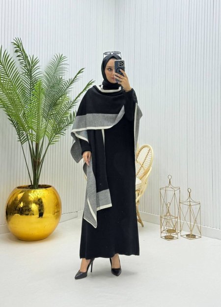 فستان بيسك مع شال