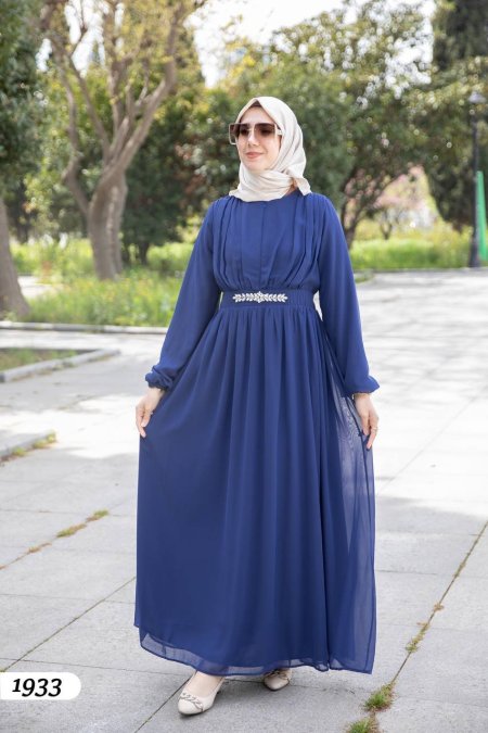 فستان شيفون خصر كريستال